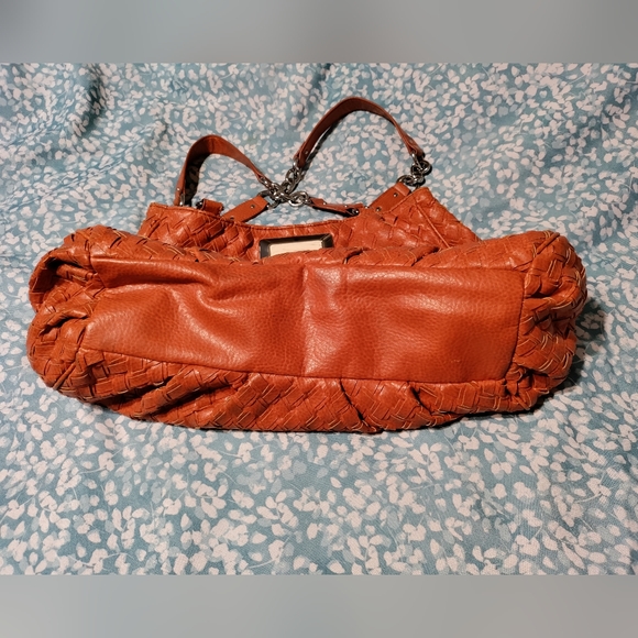 Dana Buchman Boho Faux Leather Woven Orange Purse - Picture 2 of 16